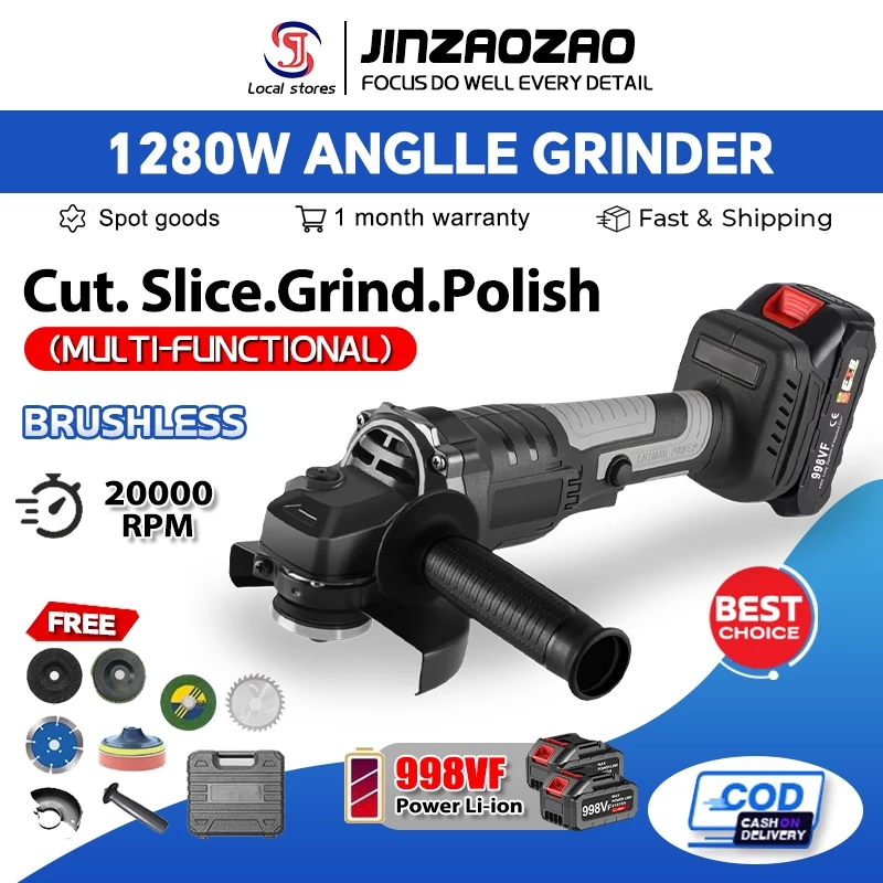 998VF Cordless Angle Grinder Cutting Disc & Grinding Polisher Brushless
